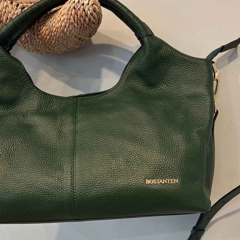 💚Bostonian Forest Green Leather Shoulder Bag - Picture 2 of 15